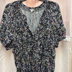 Crown & Ivy Navy Floral Blouse